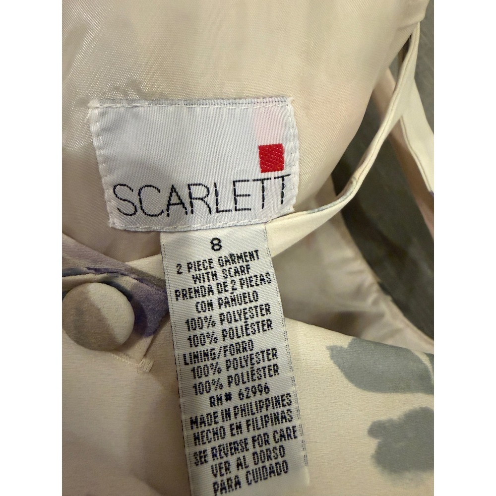 M 126 Vintage Scarlett Floral Chiffon Fit & Flare Dress Size 8 Cottage Romantic - Picture 4 of 5